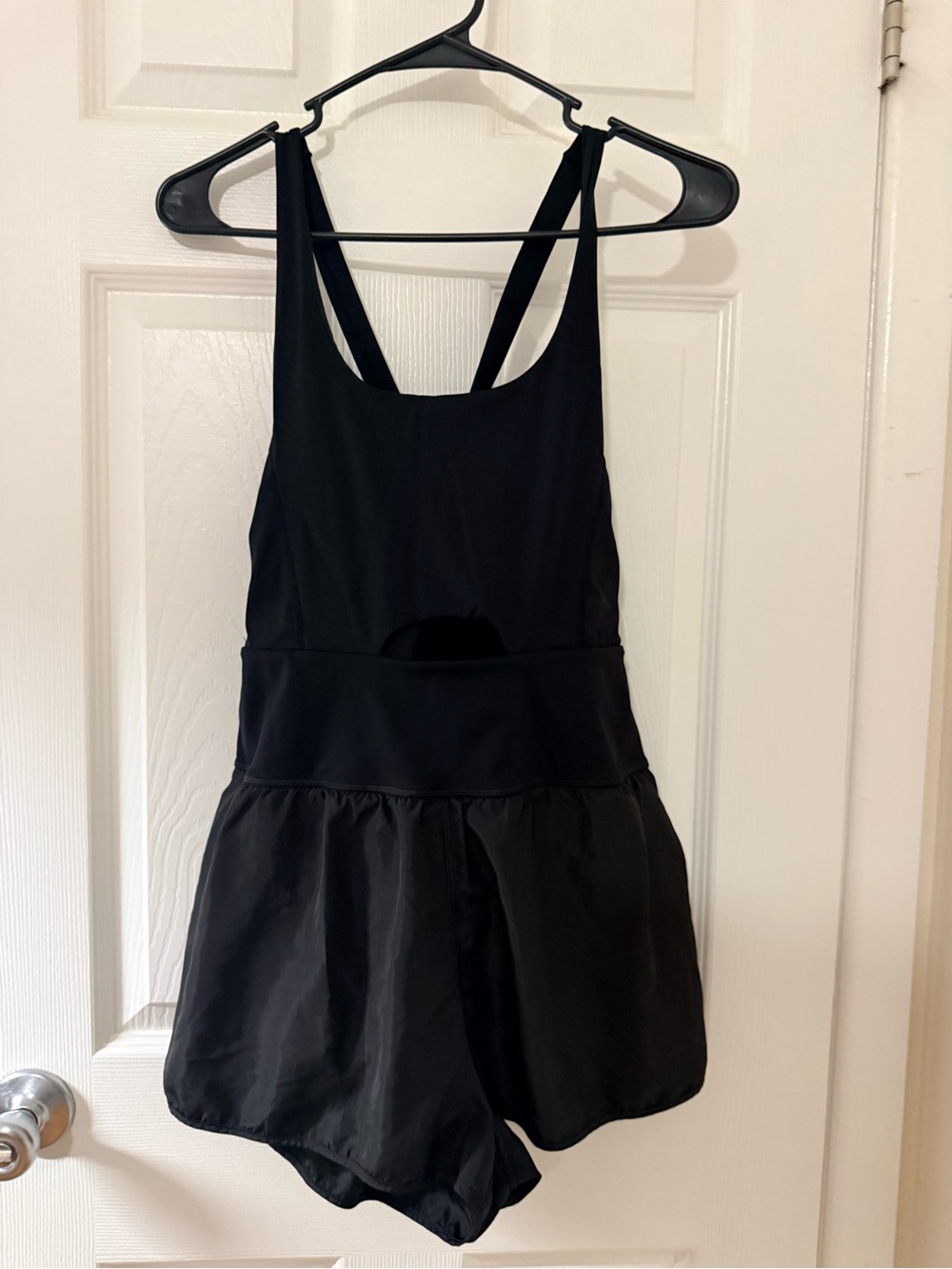 Black Sleeveless Romper with Cutout Detail